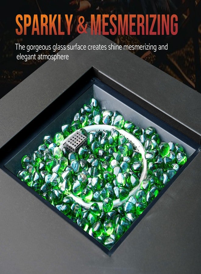 Skyflame ماسات زجاج النار من سكاي فليم، وزن 10 أرطال، لتزيين حفرة النار والمدفأة والحديقة، زجاج عاكس على شكل ماسات، لون أخضر زمردي - Image 5