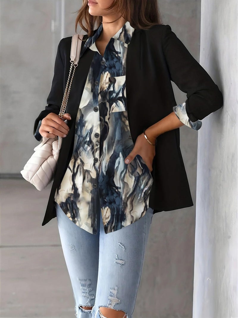 Zeagoo Long Sleeve Blouses for Women Business Casual Clothes Dark Print Floral Button Down Shirts Fashion Work Tops - Image 3