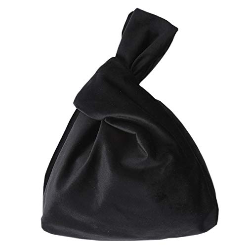XMRSOY حقيبة يد نسائية فاخرة من المخمل مع إغلاق عقدة (أسود) - Image 1