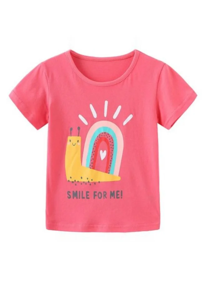 YUNIQEE Pink Printed Short Sleeve Crew Neck T-Shirt