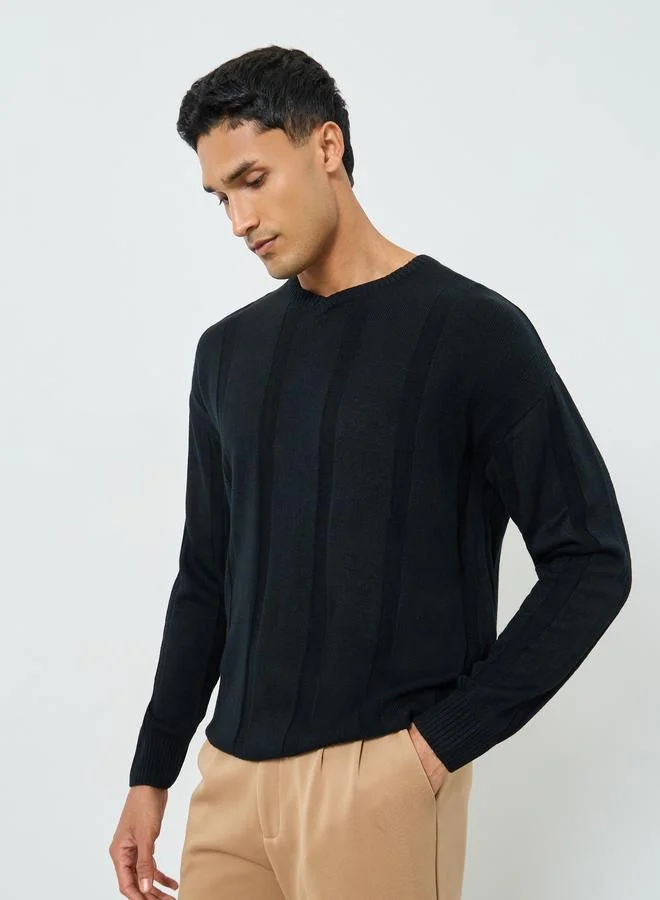 ستايلي سويتر مضلع بقصة واسعة