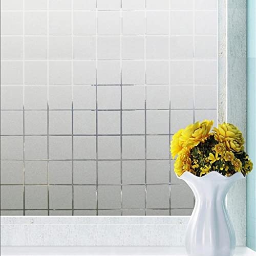 WISDOM Privacy Window Film Frosted Glass Film Glass Film No Glue Anti-UV Window Sticker Non Adhesive for Privacy Office Meeting Room Bathroom Living Room (Square Frosted, 24 x 96) - Image 1
