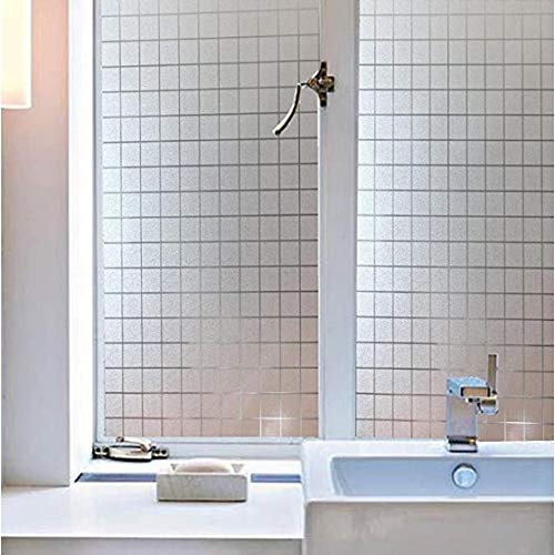 WISDOM Privacy Window Film Frosted Glass Film Glass Film No Glue Anti-UV Window Sticker Non Adhesive for Privacy Office Meeting Room Bathroom Living Room (Square Frosted, 24 x 96) - Image 2