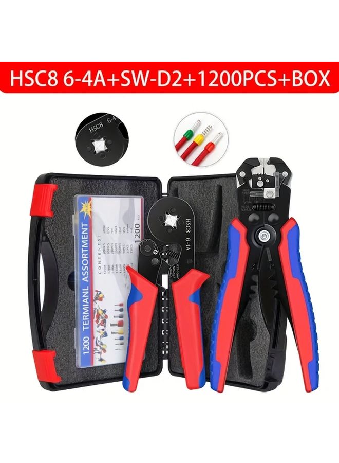 1 Set 6 4A Crimper Tool Kit with 1200 Terminals Wire Stripper Cutter Tool Set - Image 4