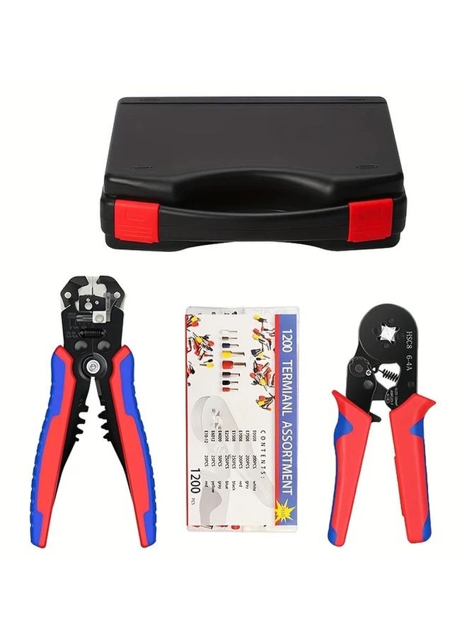 1 Set 6 4A Crimper Tool Kit with 1200 Terminals Wire Stripper Cutter Tool Set - Image 1