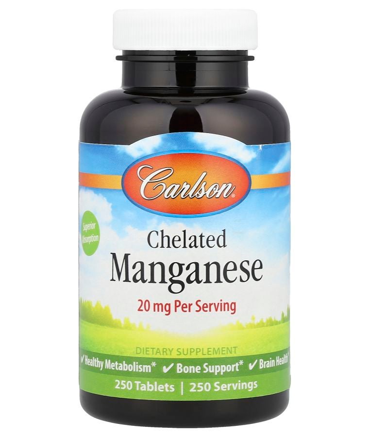 Carlson Chelated Manganese 20 mg 250 Tablets