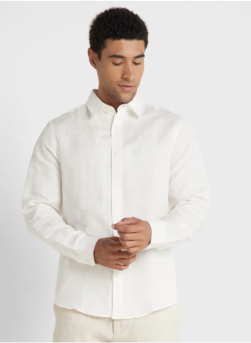 Robert Wood Long Sleeve Linen Shirt