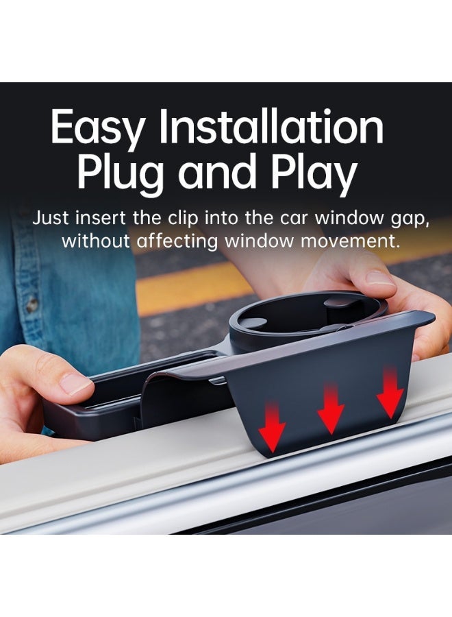 4-in-1 Multipurpose Car Cup Holder and Window Organizer Tray with Phone Stand, Cup Holder, Hooks & Storage Box - Image 3