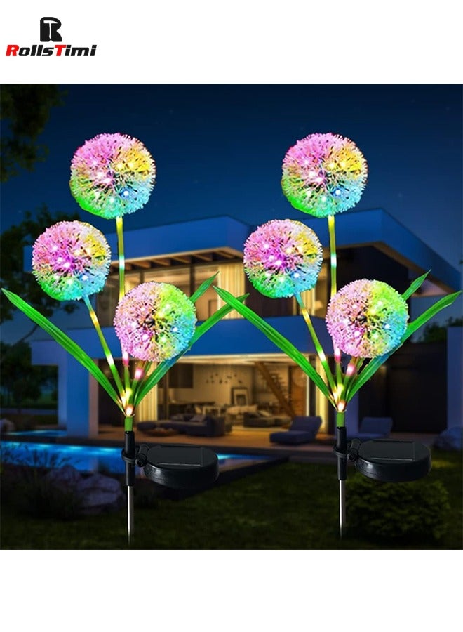 RollsTimi  Solar Lights Outdoor Garden, 2Pcs Outdoor Solar Lights Dandelion Color Changing LED Solar Garden Lights for Outdoor, Shrubs, Driveway, Lawn Decorations - Image 1