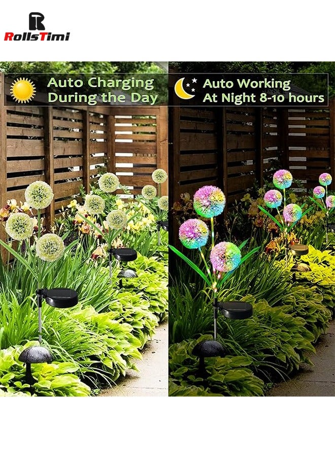 RollsTimi  Solar Lights Outdoor Garden, 2Pcs Outdoor Solar Lights Dandelion Color Changing LED Solar Garden Lights for Outdoor, Shrubs, Driveway, Lawn Decorations - Image 4