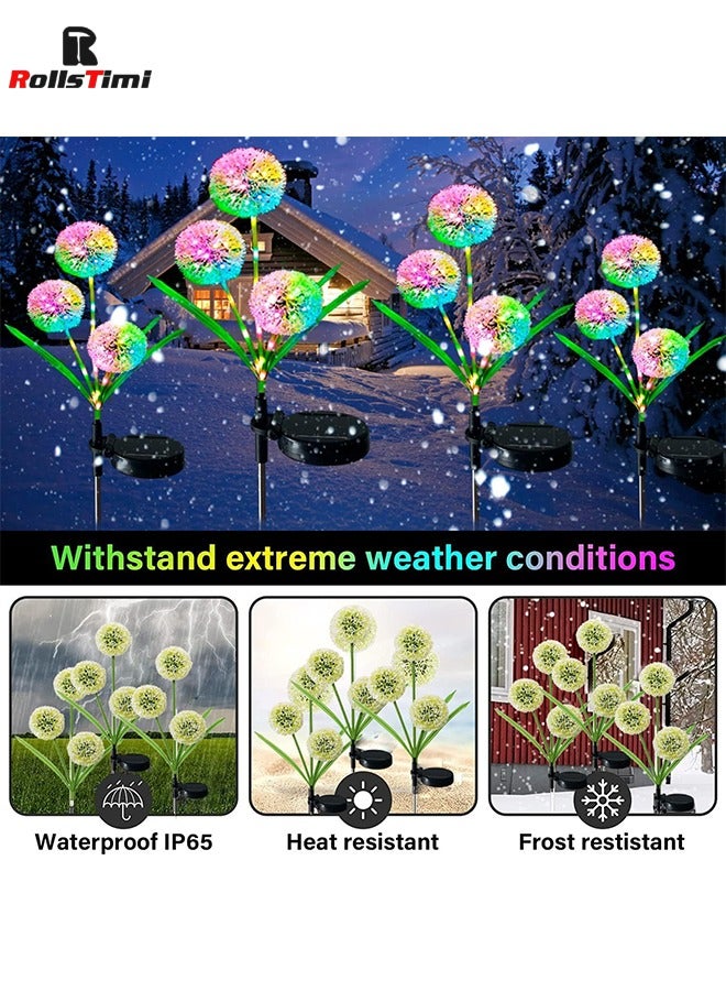 RollsTimi  Solar Lights Outdoor Garden, 2Pcs Outdoor Solar Lights Dandelion Color Changing LED Solar Garden Lights for Outdoor, Shrubs, Driveway, Lawn Decorations - Image 5