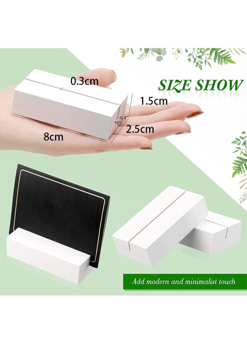 Aikanbo 10-Pack Wooden Seat Card Holders，Black Wooden Table Number Holder，Name Seat Card Holder，Event Party Tabletop Sign Holder，Wedding and Birthday Photo, Picture and Postcard Holder (White，2.5*8*1.5cm)  - Image 3