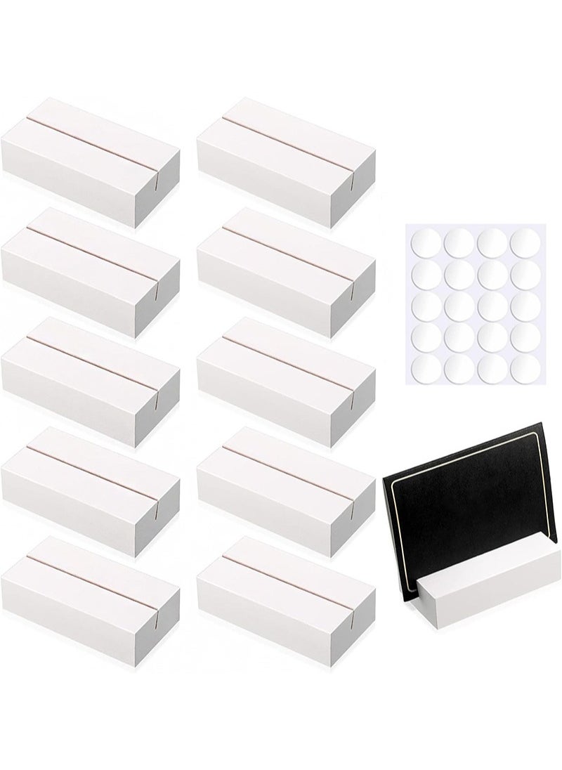 Aikanbo 10-Pack Wooden Seat Card Holders，Black Wooden Table Number Holder，Name Seat Card Holder，Event Party Tabletop Sign Holder，Wedding and Birthday Photo, Picture and Postcard Holder (White，2.5*8*1.5cm)  - Image 1