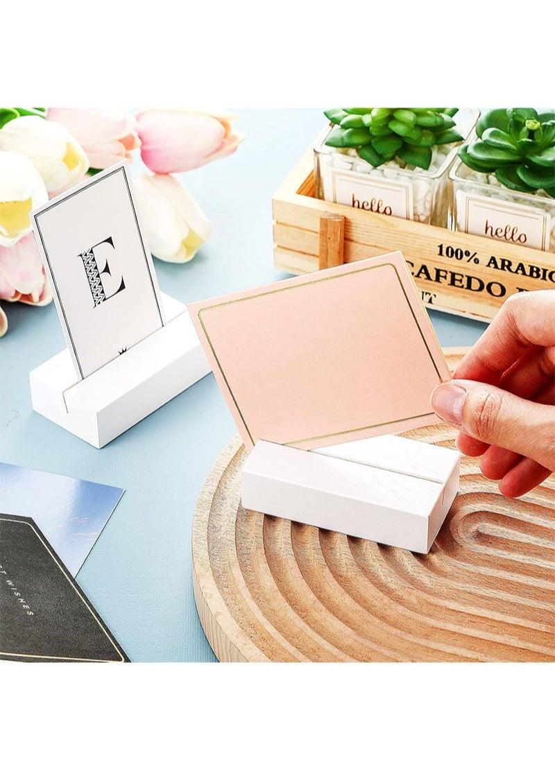 Aikanbo 10-Pack Wooden Seat Card Holders，Black Wooden Table Number Holder，Name Seat Card Holder，Event Party Tabletop Sign Holder，Wedding and Birthday Photo, Picture and Postcard Holder (White，2.5*8*1.5cm)  - Image 5