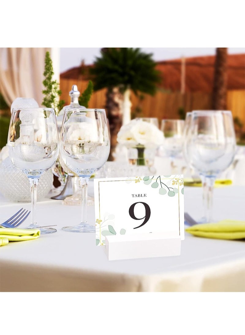 Aikanbo 10-Pack Wooden Seat Card Holders，Black Wooden Table Number Holder，Name Seat Card Holder，Event Party Tabletop Sign Holder，Wedding and Birthday Photo, Picture and Postcard Holder (White，2.5*8*1.5cm)  - Image 2