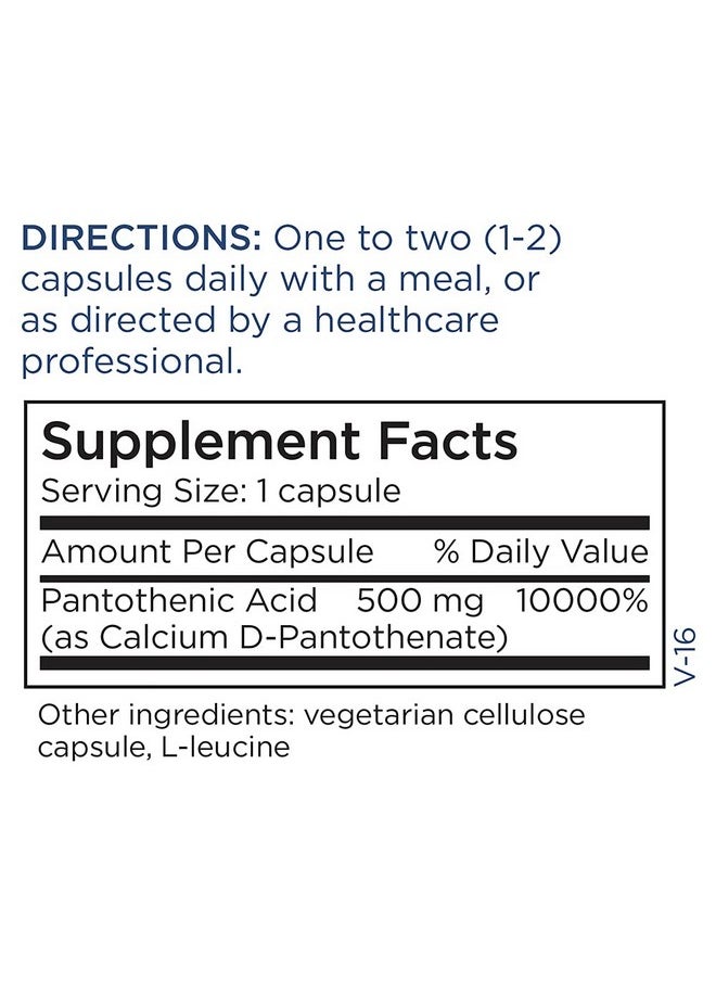 Metabolic Maintenance - Pantothenic Acid High Potency 500Mg Vitamin B5 Supplement Energy Metabolism + Adrenal Health Support 120 Capsules - Image 1