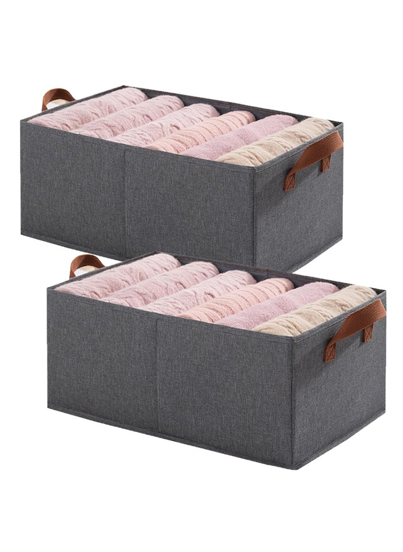 TYCOM Foldable Clothes Storage Bins with Handles 2 Pack Closet Organizer Bins for Clothes Toys Office Supplies Sundries 47 By 28 By 20 CM Gray.  - Image 1