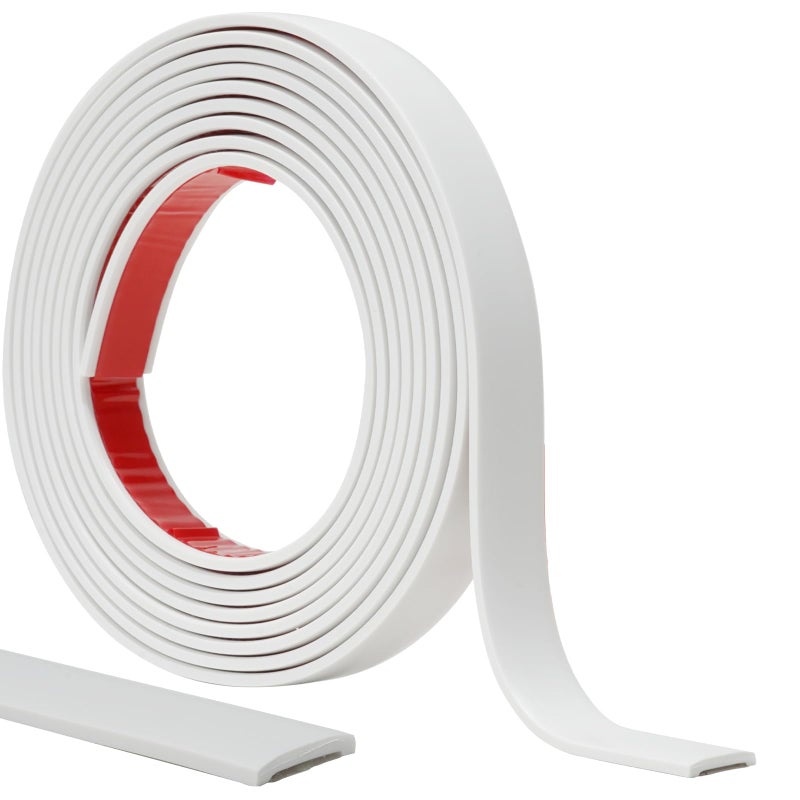 JSIWOTH Peel and Stick Trim, 0.8 in x 10 Ft Waterproof Molding Trim for Walls, Mirror Frame,Baseboard, Flexible & Self-Adhesive Trim White(Paintable) - Image 1