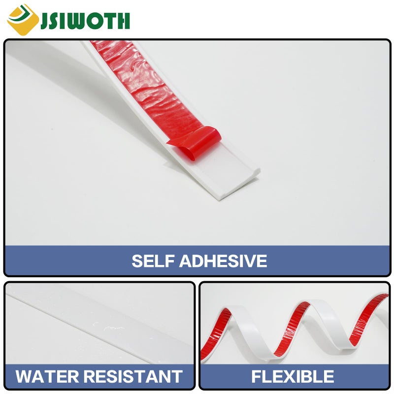 JSIWOTH Peel and Stick Trim, 0.8 in x 10 Ft Waterproof Molding Trim for Walls, Mirror Frame,Baseboard, Flexible & Self-Adhesive Trim White(Paintable) - Image 3