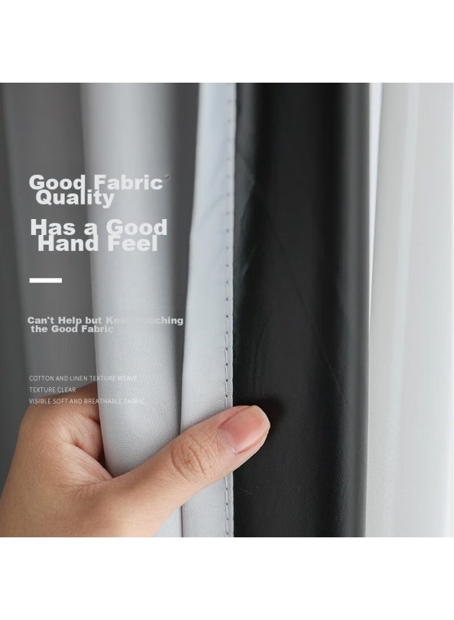 Mingju Fabric Curtains, Blackout Curtains, Ready-made Curtains, Sunshade Curtains, Polyester Taffeta Light Gray Hook-style 3.0*2.7 Single Panel - Image 4