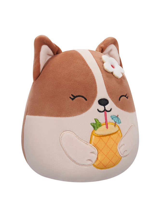 Squishmallows Little Plush 7.5 inch Regina Brown and White Corgi with Pineapple Drink and Flower Officially Licensed Kellytoy Plush Toy Colorful Soft Gift for Kids Girls & Boys Washable Squishy Stuff Toy Multicolor All Age  - Image 4