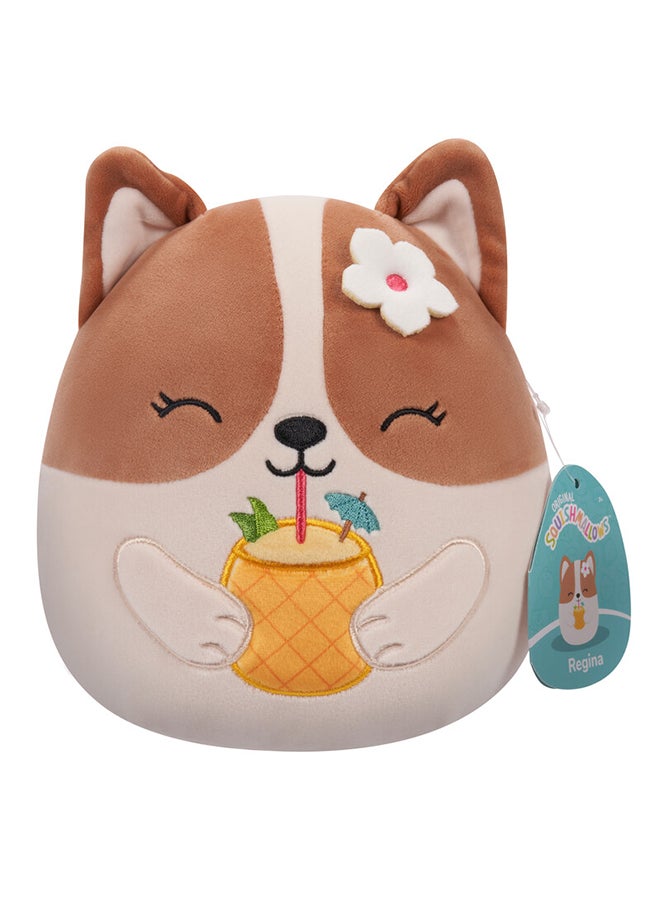 Squishmallows Little Plush 7.5 inch Regina Brown and White Corgi with Pineapple Drink and Flower Officially Licensed Kellytoy Plush Toy Colorful Soft Gift for Kids Girls & Boys Washable Squishy Stuff Toy Multicolor All Age  - Image 1