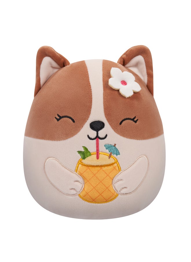 Squishmallows Little Plush 7.5 inch Regina Brown and White Corgi with Pineapple Drink and Flower Officially Licensed Kellytoy Plush Toy Colorful Soft Gift for Kids Girls & Boys Washable Squishy Stuff Toy Multicolor All Age  - Image 5