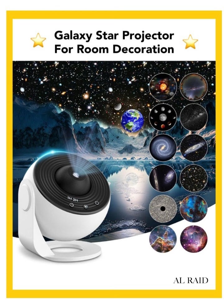 AL RAID Galaxy Night Light Star Projector LED Table Lamp Children Room Decor With 12pcs Film Disc, Kids Night Light, LED Light Projection for Home Theater, Party, Living Room Decor.  - Image 1