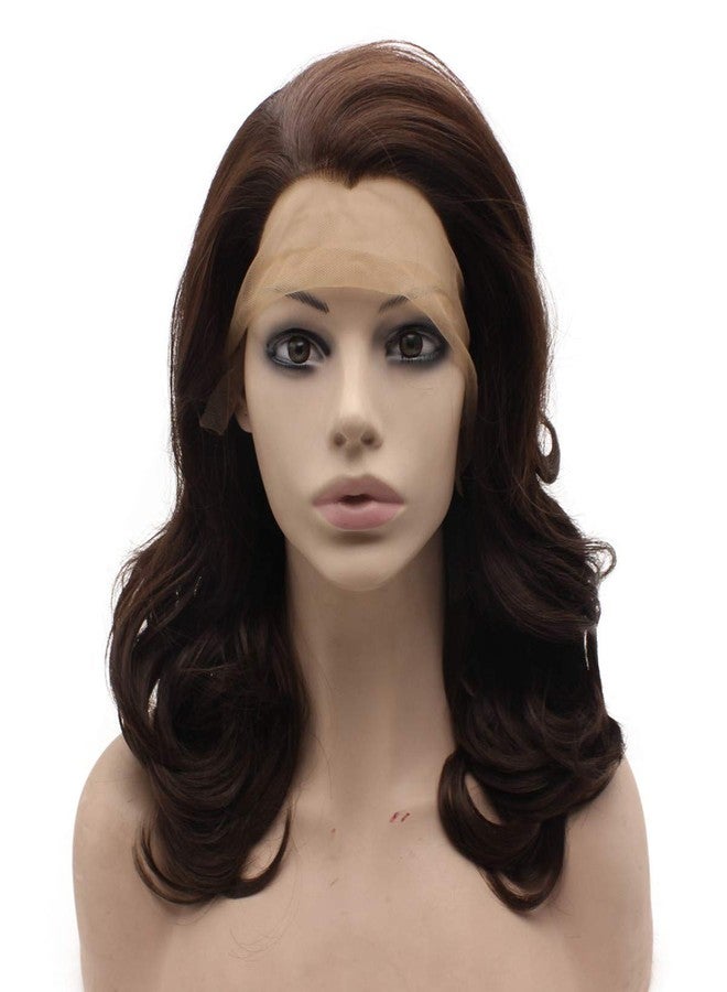 MX angel Medium Long Wavy Brown Mix Synthetic Hair Lace Front Wig Natural Daily Use - Image 3