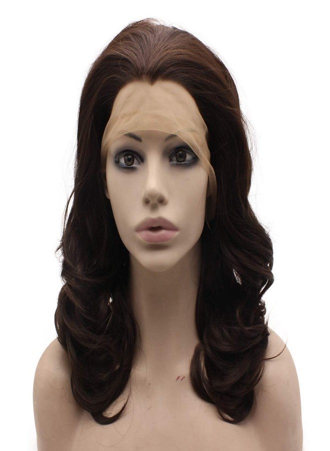 MX angel Medium Long Wavy Brown Mix Synthetic Hair Lace Front Wig Natural Daily Use - Image 5