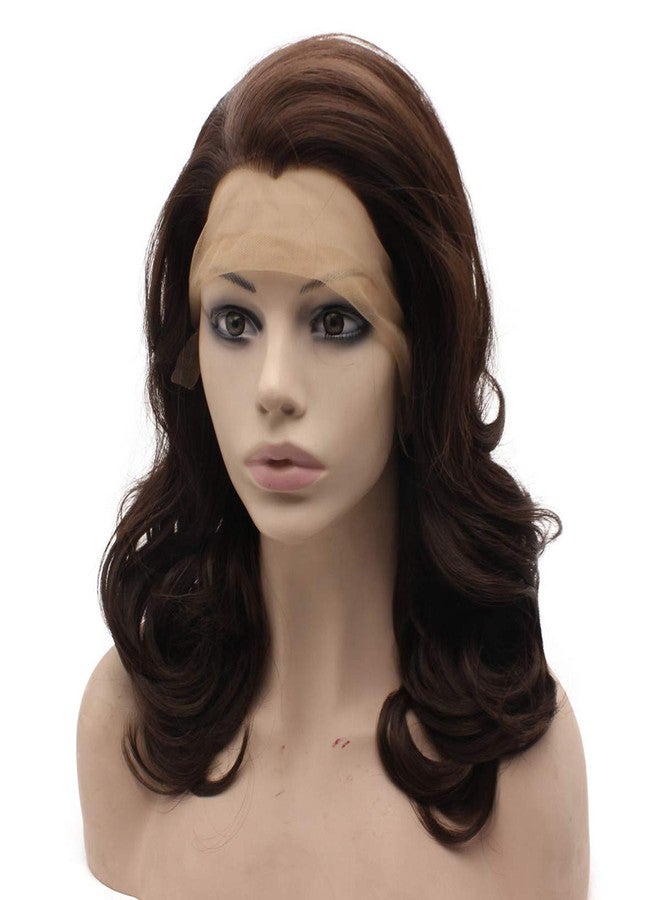 MX angel Medium Long Wavy Brown Mix Synthetic Hair Lace Front Wig Natural Daily Use - Image 4