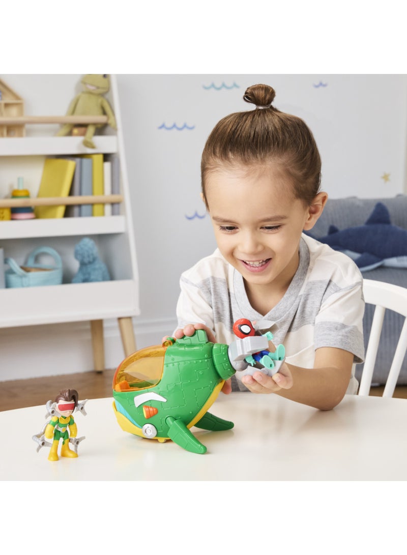 SPIDEY AND HIS AMAZING FRIENDS Marvel Spidey and his Amazing Friends Water-Webs Doc Ock Sea Whaler 3-Inch (7.6 CM) Toy Submarine & Figures, Super Hero Toys, Kids Ages 3+ - Image 5