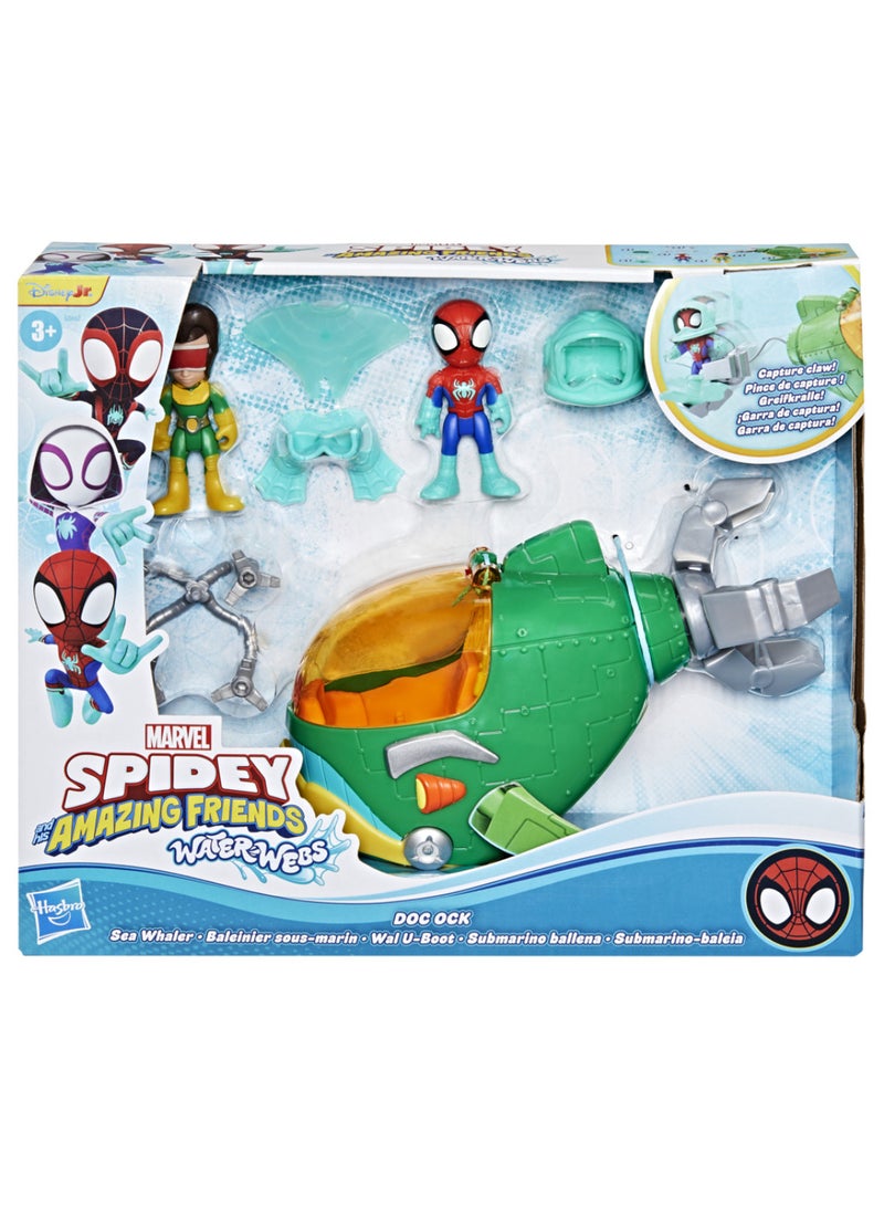 SPIDEY AND HIS AMAZING FRIENDS Marvel Spidey and his Amazing Friends Water-Webs Doc Ock Sea Whaler 3-Inch (7.6 CM) Toy Submarine & Figures, Super Hero Toys, Kids Ages 3+ - Image 2