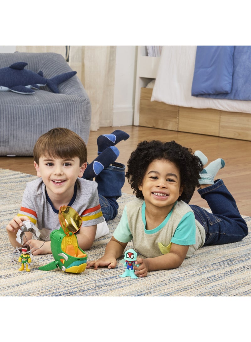 SPIDEY AND HIS AMAZING FRIENDS Marvel Spidey and his Amazing Friends Water-Webs Doc Ock Sea Whaler 3-Inch (7.6 CM) Toy Submarine & Figures, Super Hero Toys, Kids Ages 3+ - Image 3