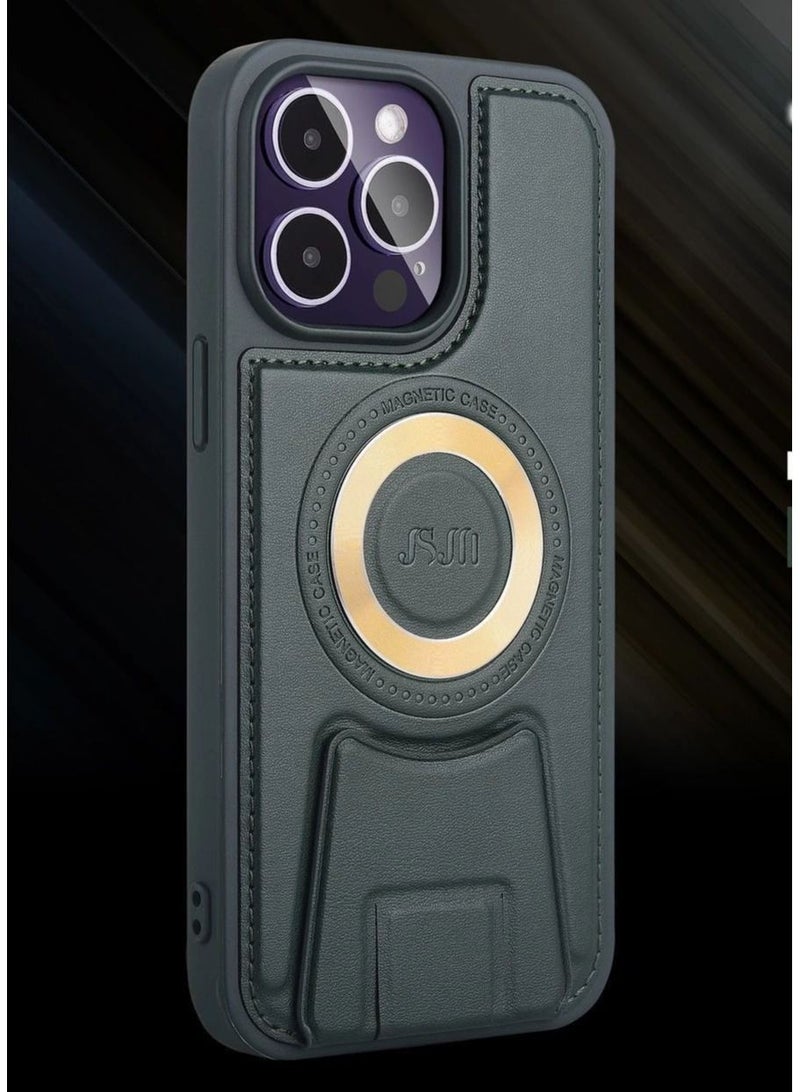 JSJM 13 Pro Max Protective Grip Leather Back Cover with Magnet Stable