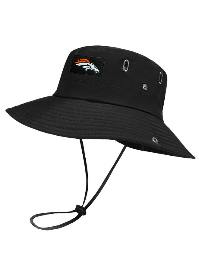 Denver Broncos Black Wide-Brim  Bucket Hat with Adjustable Chin Strap