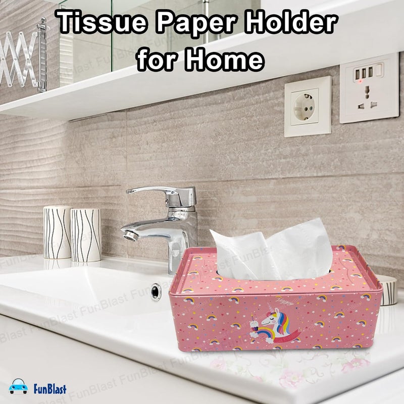 FunBlast Metal Tissue Holder - Unicorn Tissue Paper Holder for Home, Bathroom, Home Decor, Dining Table, Office Table, Car Tissue Box, Size - 21 Cm X 11.5 X 7 Cm (Pink) - Image 4