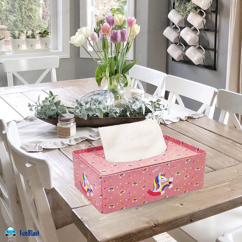 FunBlast Metal Tissue Holder - Unicorn Tissue Paper Holder for Home, Bathroom, Home Decor, Dining Table, Office Table, Car Tissue Box, Size - 21 Cm X 11.5 X 7 Cm (Pink) - Image 3