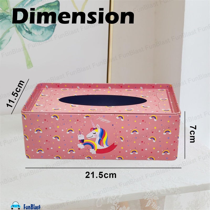 FunBlast Metal Tissue Holder - Unicorn Tissue Paper Holder for Home, Bathroom, Home Decor, Dining Table, Office Table, Car Tissue Box, Size - 21 Cm X 11.5 X 7 Cm (Pink) - Image 2