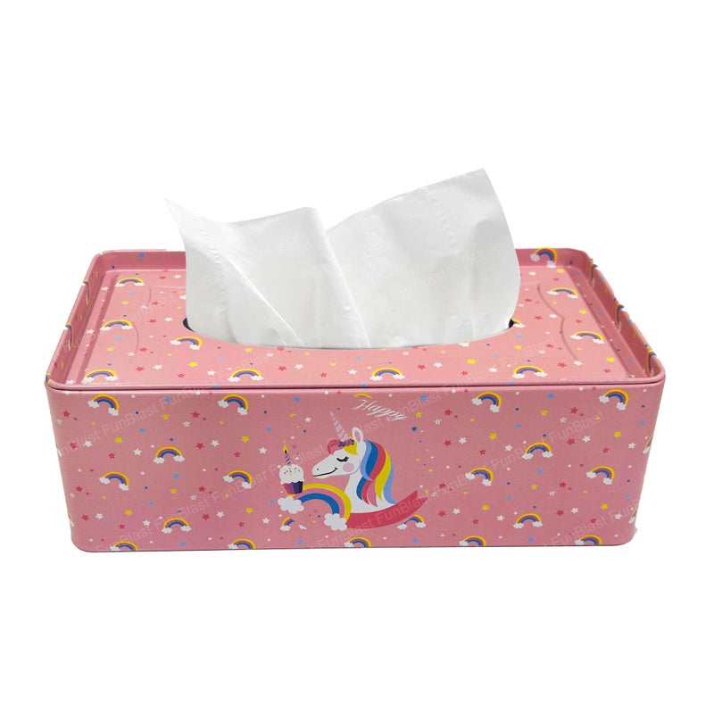 FunBlast Metal Tissue Holder - Unicorn Tissue Paper Holder for Home, Bathroom, Home Decor, Dining Table, Office Table, Car Tissue Box, Size - 21 Cm X 11.5 X 7 Cm (Pink) - Image 1