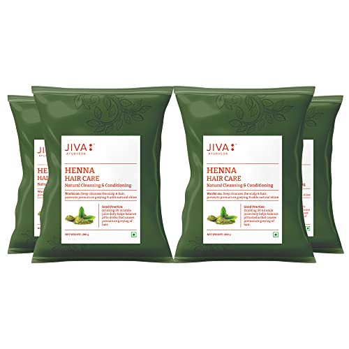 Jiva Henna Hair Care Powder - 200 gm (Pack of 4) | Mehendi for hair | Natural Solution for Long, Healthy and Strong Hair | Control Hair Fall & Repairs Damaged Hair - Image 1