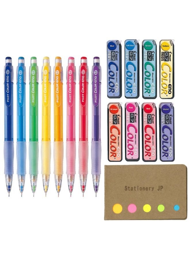 Stationery JP قلم رصاص ميكانيكي بايلوت كولور إينو، 0.7 مم، 8 ألوان، قابل لإعادة التعبئة، كتابة سلسة، خفيف الوزن - Image 1
