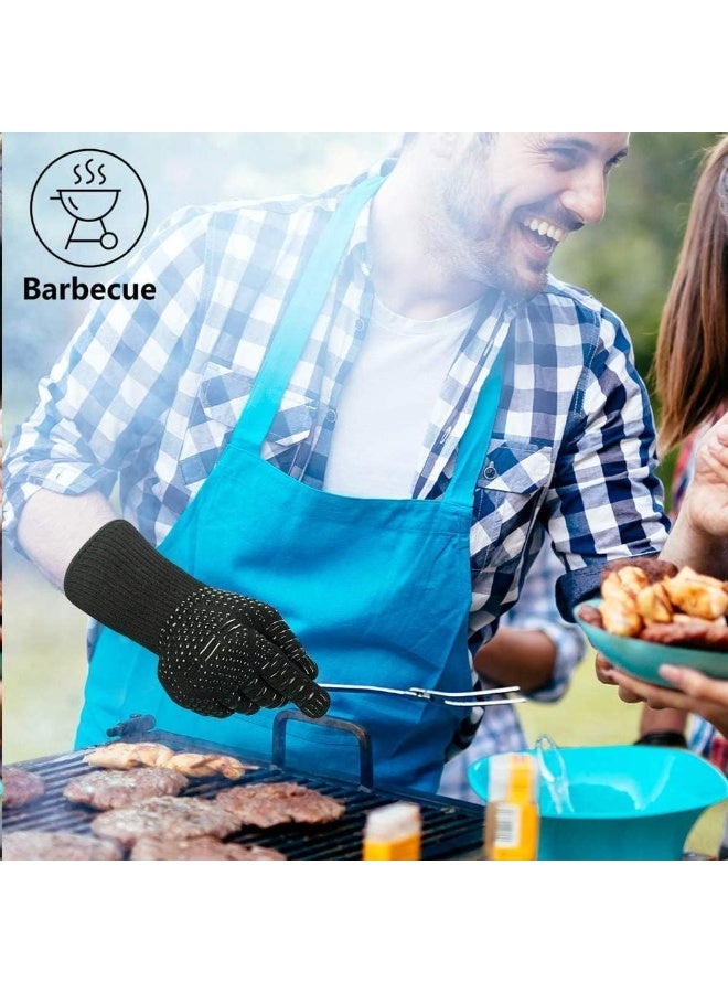 VIUAUAX قفازات الفرن قفازات مقاومة للحرارة حتى 932 درجة فهرنهايت، قفازات شواء مقاومة للقطع بحجم XL، قفازات شواء سيليكونية مانعة للانزلاق، قفازات طهي آمنة للمطبخ للرجال، قفازات فرن، مدخن، شواء، شواء (أسود-XL) - Image 3