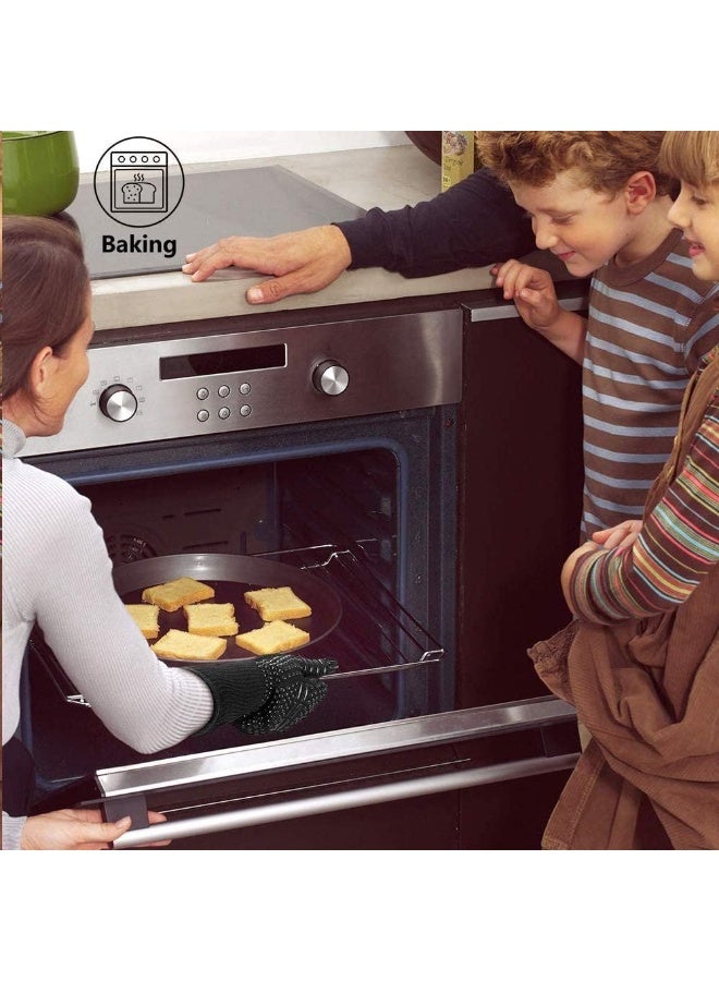 VIUAUAX قفازات الفرن قفازات مقاومة للحرارة حتى 932 درجة فهرنهايت، قفازات شواء مقاومة للقطع بحجم XL، قفازات شواء سيليكونية مانعة للانزلاق، قفازات طهي آمنة للمطبخ للرجال، قفازات فرن، مدخن، شواء، شواء (أسود-XL) - Image 5