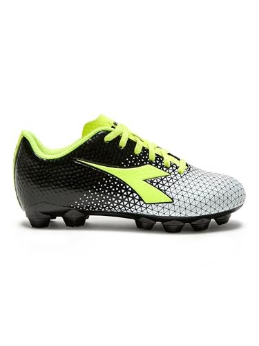 Diadora Cattura Youth Firm Ground Soccer Cleats LittleBig Kid Sizing Perfected for Natural and Artificial Playing Surfaces BlackYellowWhite 8 Little Kid - Image 1