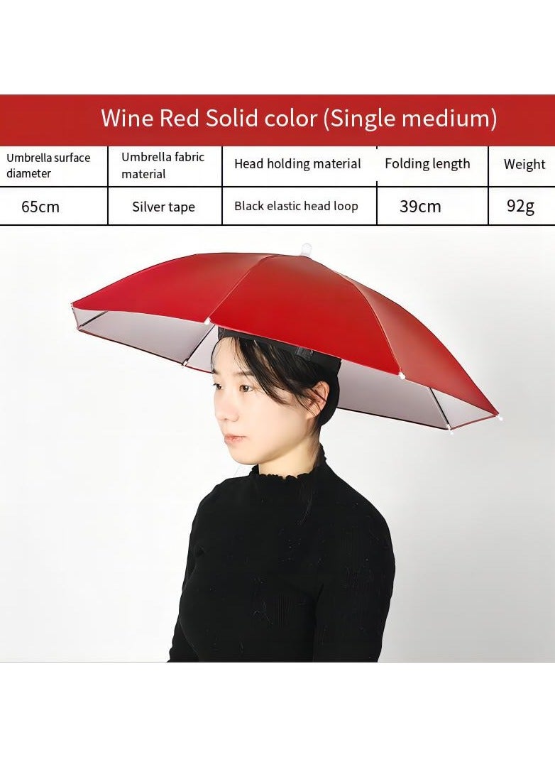 Generic Umbrella Hat Fishing Folding Adjustable Sun Rain Cap, Free Cap for Adults Children, Anti-UV Waterproof Headwear Gardening Golf Sunshade Outdoor