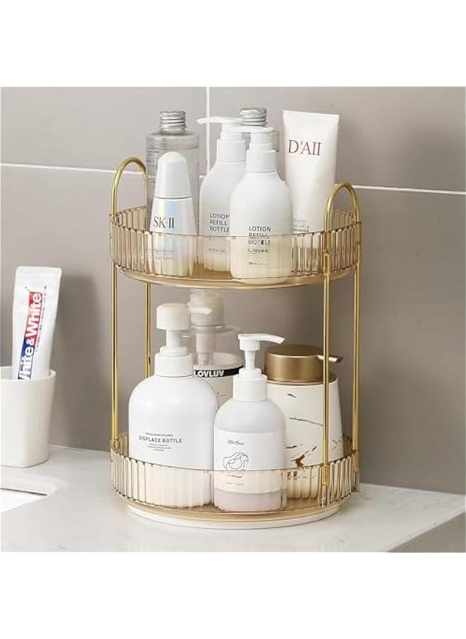 HOOKOR Rotating Makeup Organizer for Vanity 2 Tier, High-Capacity Skincare Clear Make Up Storage Perfume Organizers Cosmetic Dresser Organizer Countertop 360 Spinning (40-02)  - Image 5