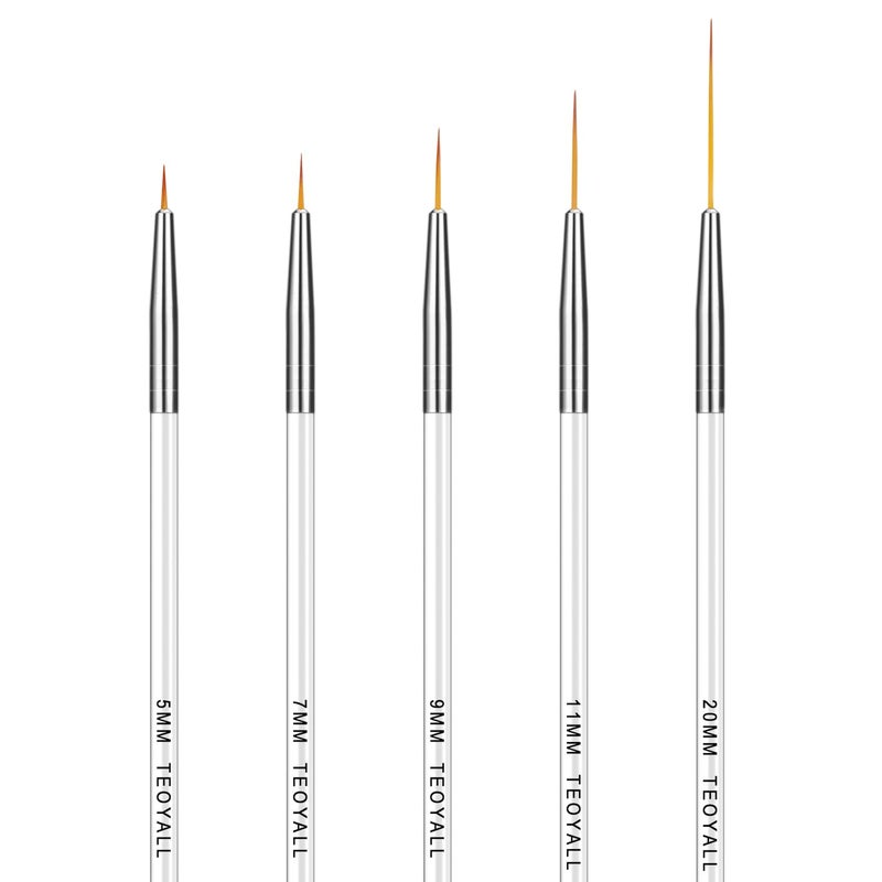 TEOYALL Fine Liner Brush Nail Art Striping Brushes 5791120mm Thin Line Nail Brush Detail Drawing Brush Gel Nail Polish Brush