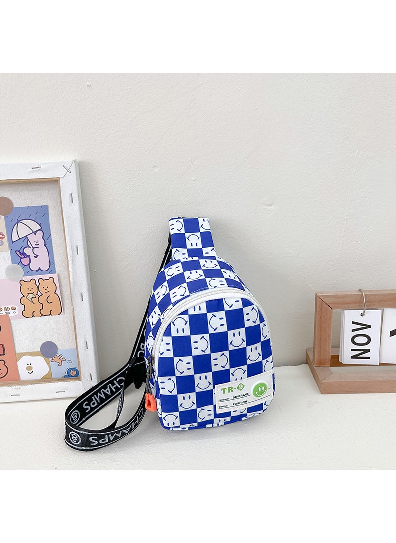 Generic Kids Fashion Chess Print Shoulder Bag Blue 