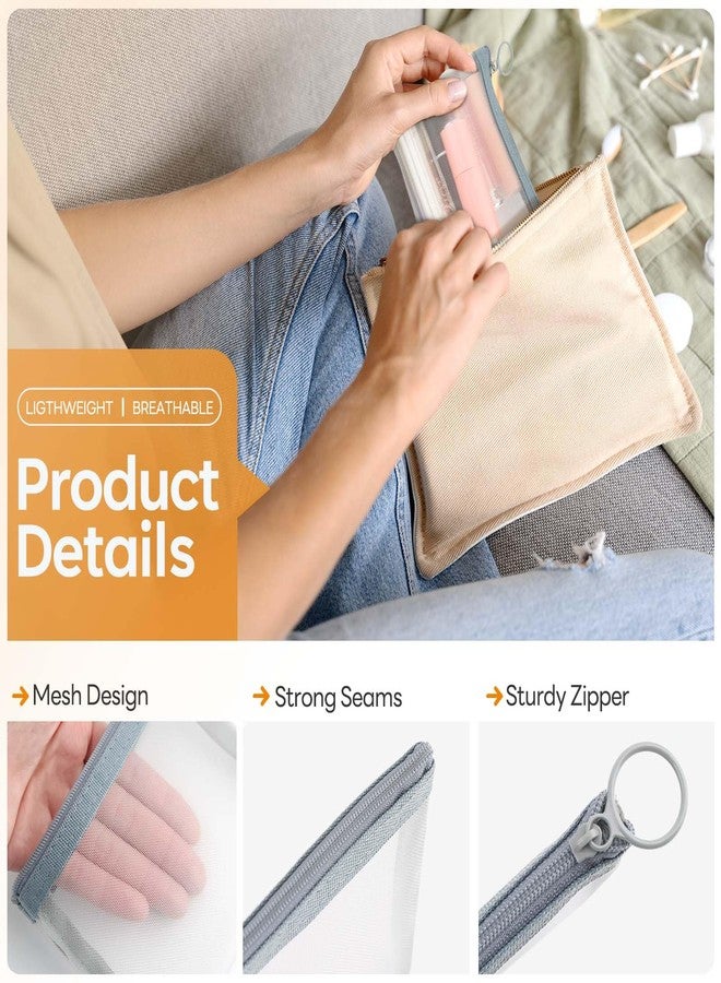 EASYFUN Small Zipper Pouch,5 Pieces Mini Mesh Pouch Coin Purse Cosmetic Case,Small Item Organizer,5 x 4 Inch,Assorted Colors - Image 3